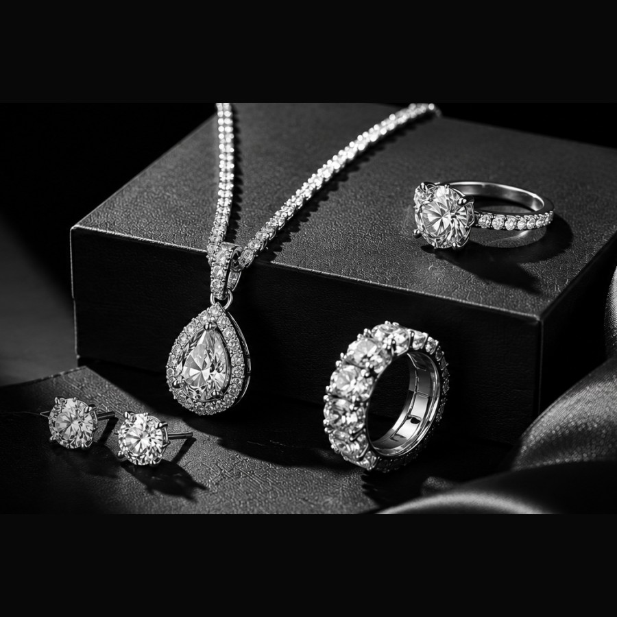 Monaco Pear-Cut Necklace & Stud Set