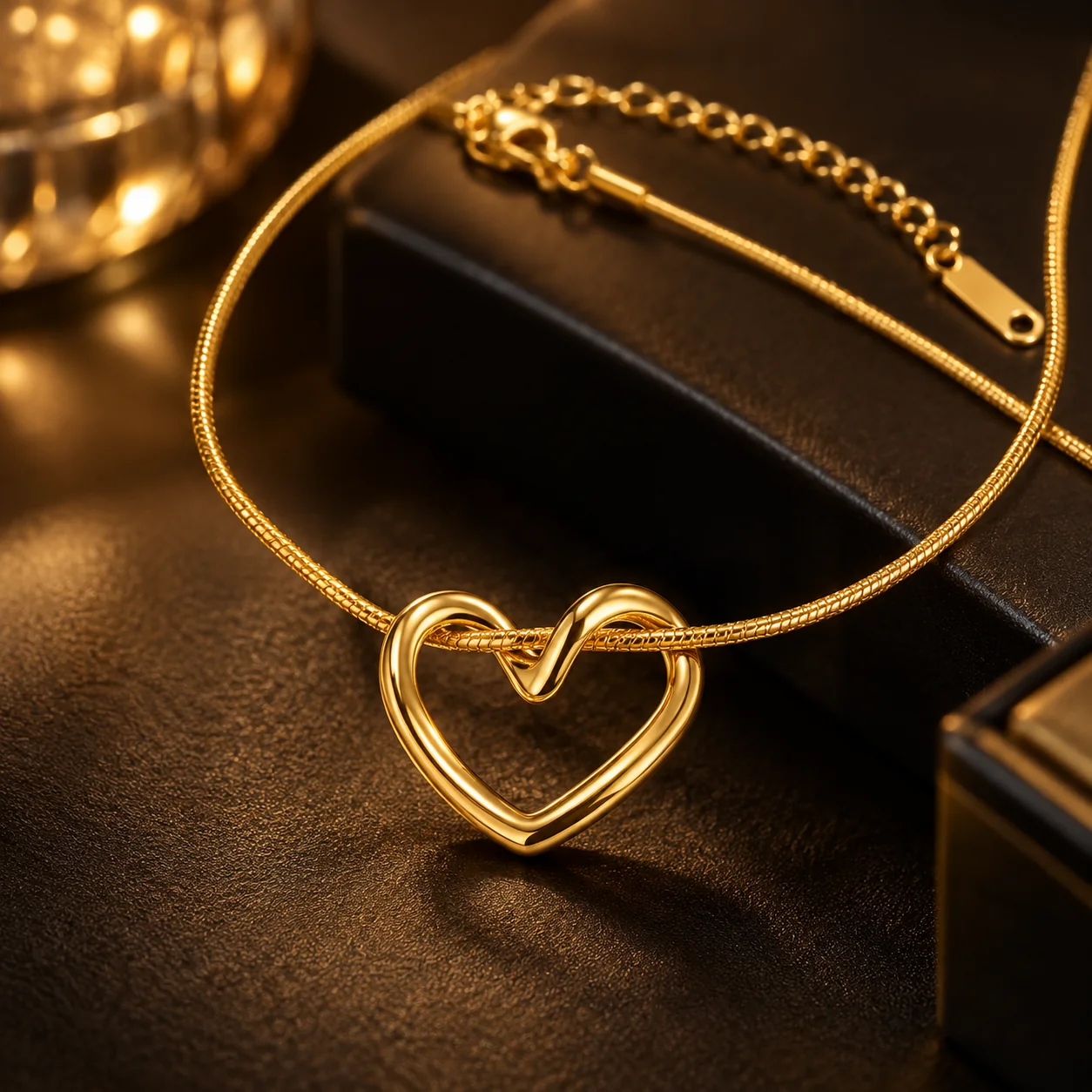 18K Gold-Plated Anti Tarnish Heart Pendant Necklace for Women